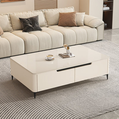 Luxury-Style Granite-Panel Storage Coffee Table