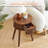 Round End Table with Solid Wood Legs-1350553355
