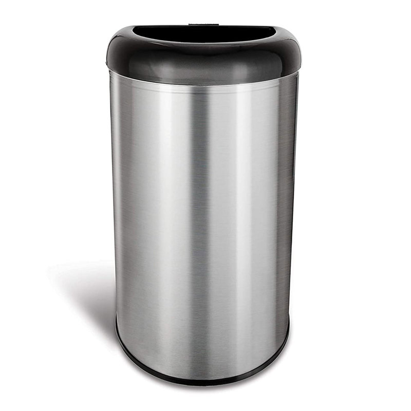 13.2-Gallon Black and Stainless Steel Touchless Trash Can