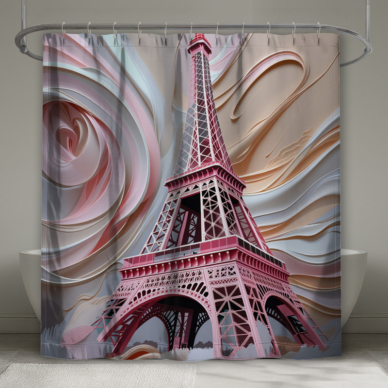 Rideau de douche Tour Eiffel - Décoration de salle de bain moderne, 70in W x 84in H
