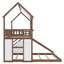 Cadre de lit superposé en bois en forme de maison, avec glissade et escalier de rangement, pour un lit simple en haut et un lit double en bas.-304932713