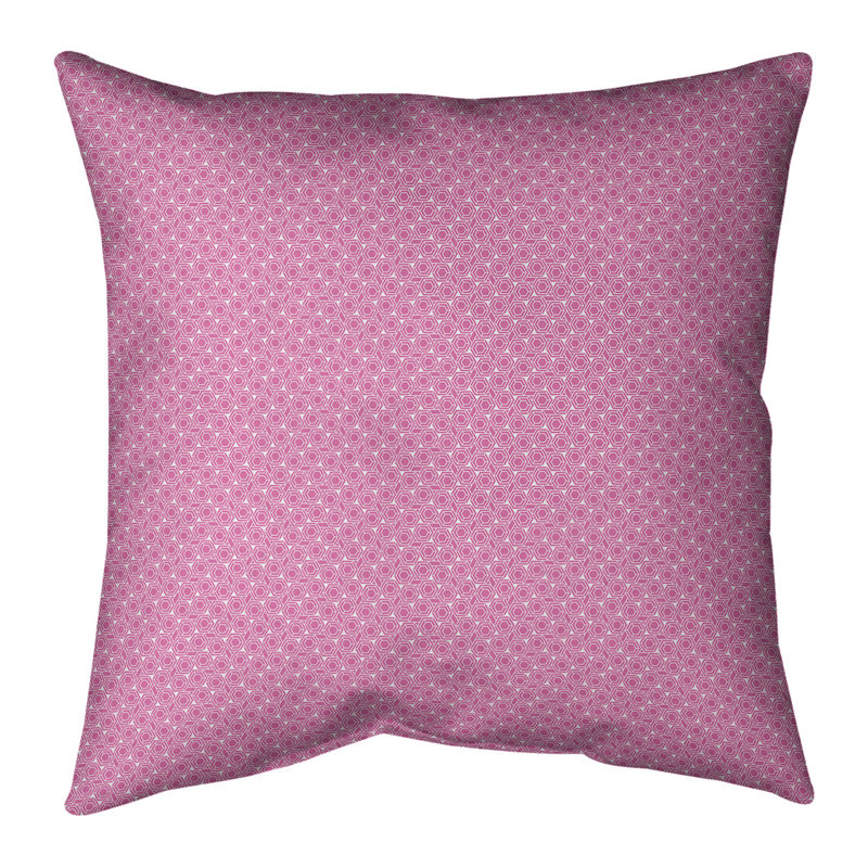 Oreiller carré Katelyn Elizabeth, 14 po x 14 po, Pas de bourre, Rose / blanc