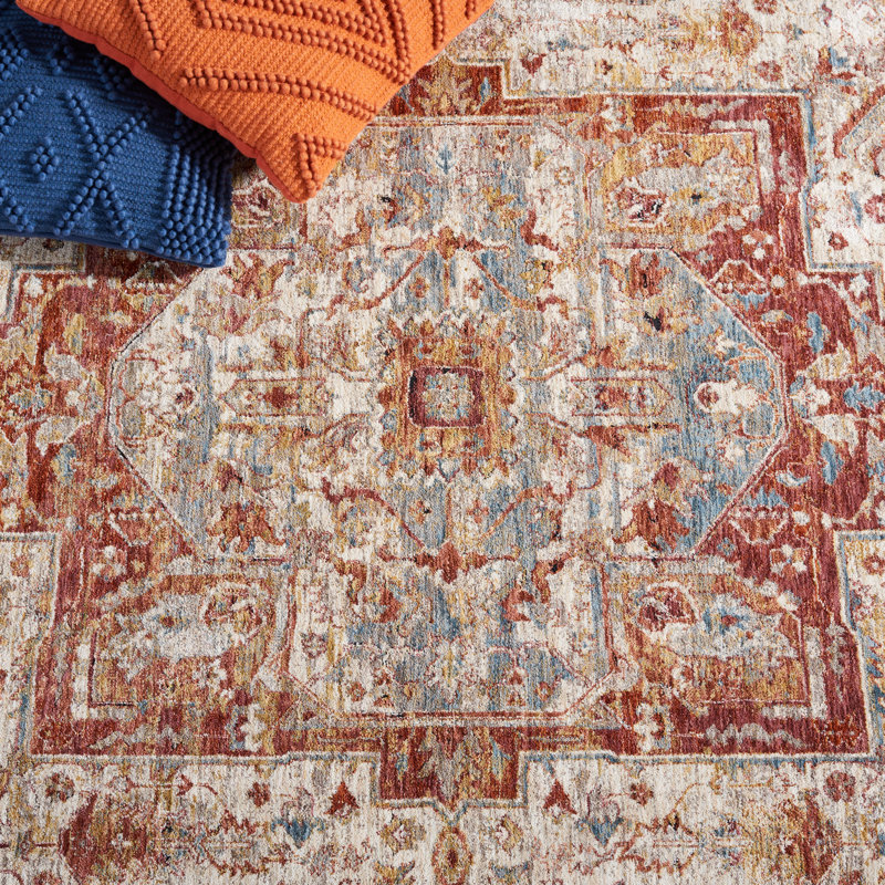 Tapis oriental ivoire / rouille, Rectangle 9 pi x 12 pi