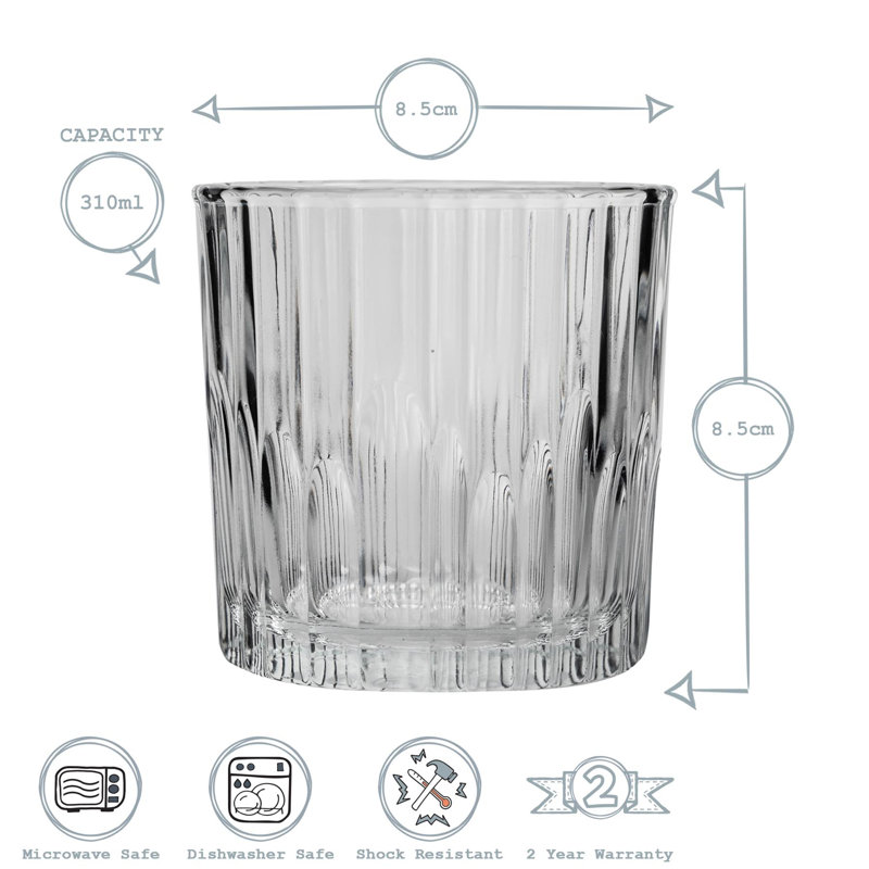 Duralex - Manhattan Vintage Whisky Glasses - 310ml Old Fashioned Rocks Tumblers, 12