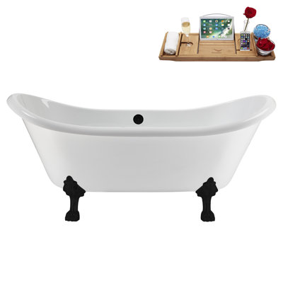 71" Streamline Clawfoot Tub,Tray,Drain and Clawfeet