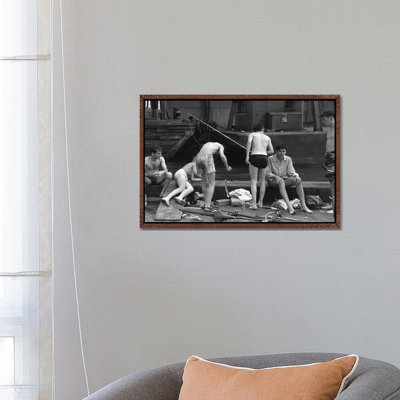 Boys Fishing at Ganservoort Pier (1948) 1 Piece Wall Art on Canvas