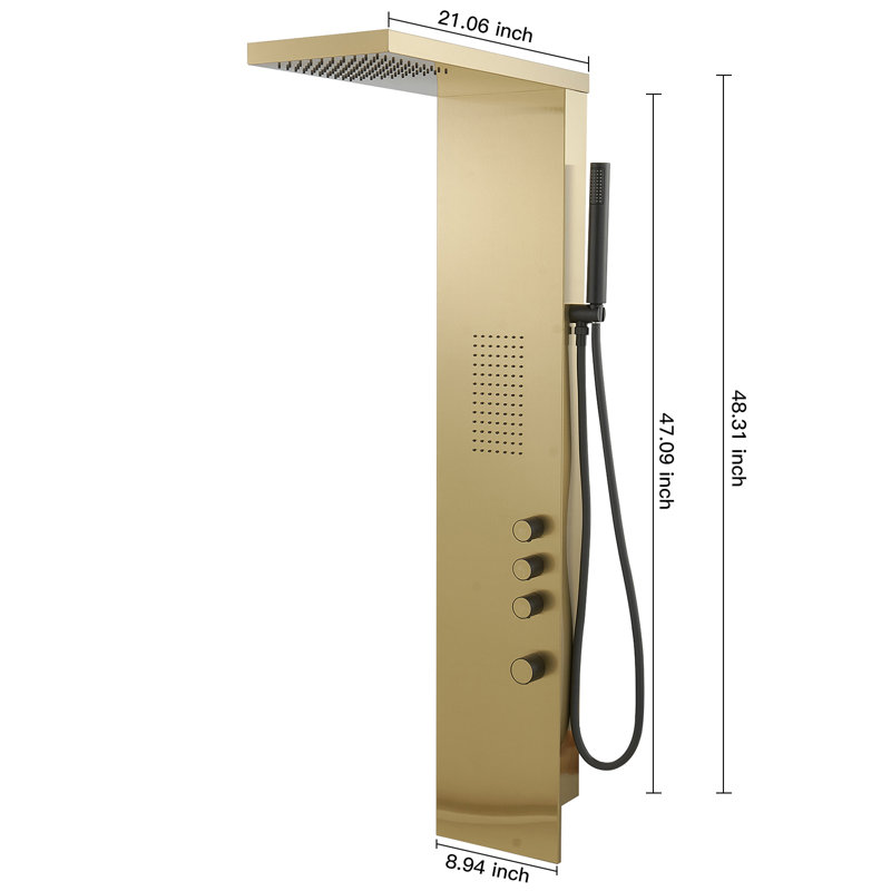 Panneau de douche 52,55 avec, Or brossé
