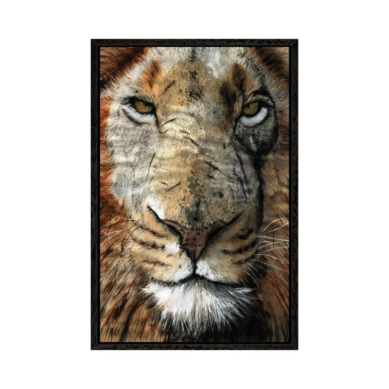 Lion Scars 1 Piece Painting on Canvas, 66.04 cm H x 45.72 cm W, Black Framed