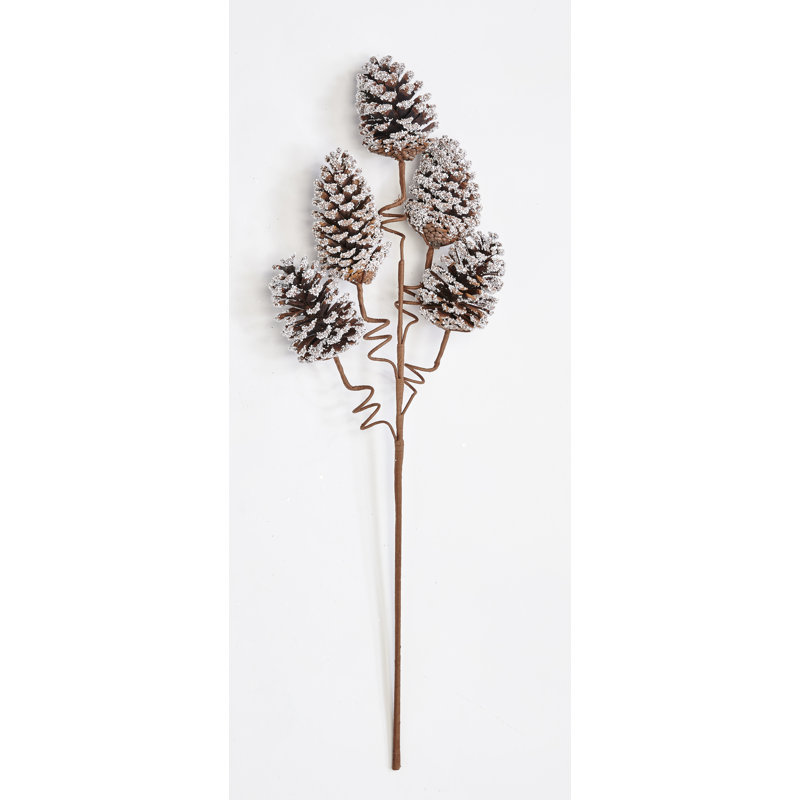 29" Christmas Gold Pine Cone Spray, White