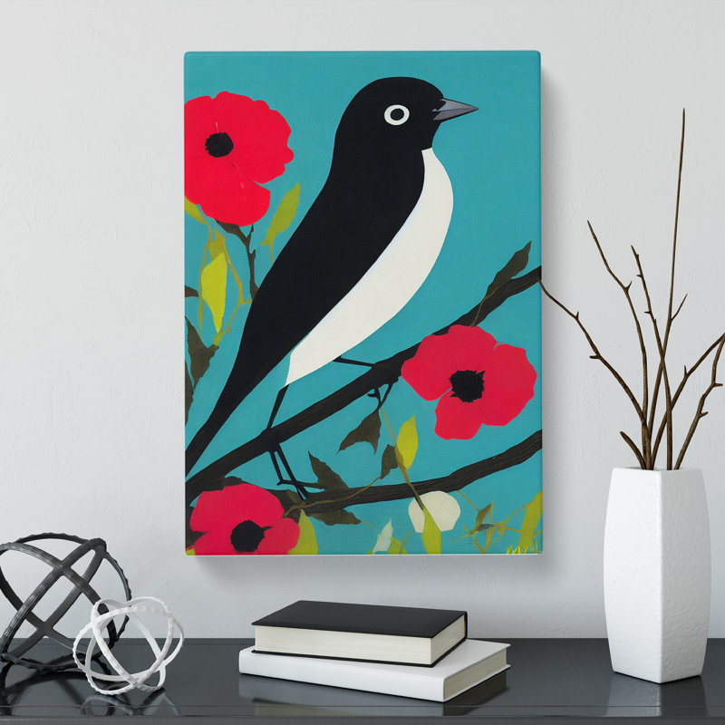 Magpie Bird Pop - Wrapped Canvas, 50cm H x 35cm W x 3cm D