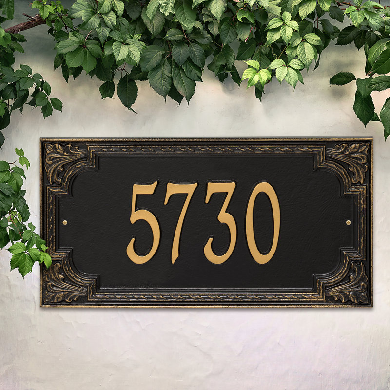 Plaque d'adresse murale 1 ligne Signature Series, Noir, Doré, Oui