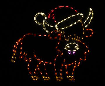 Highland Cow with Santa Hat Lighted Display