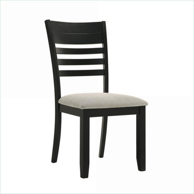 Ensemble de 2 chaises de salle à manger rembourrées à dossier en échelle gris ardoise, chaises d'appoint contemporaines en bois noir pour la salle à manger