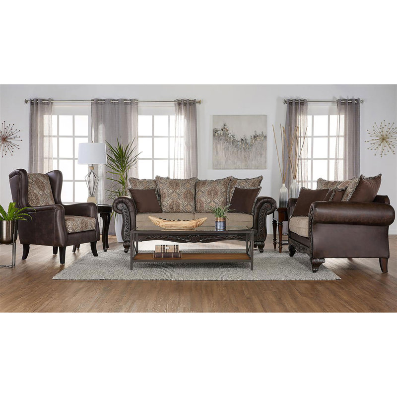 Brookridge Brown Rolled Arm Sofa