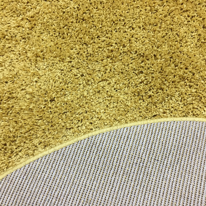 Tapis rond jaune touffeté à la machine Caladoc, Rond 3 pi 11 po