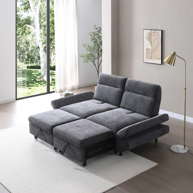 Canapé-lit, canapé-lit convertible coulissant 3 en 1, futon doux avec dossier réglable, canapé en chenille pour le salon / bureau / appartement