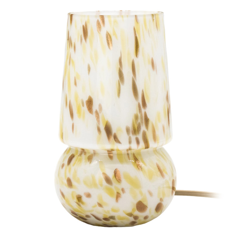 Multicolor Confetti Murano-Style Glass Mushroom Table Lamp with Dimmer Switch, Cream Gold