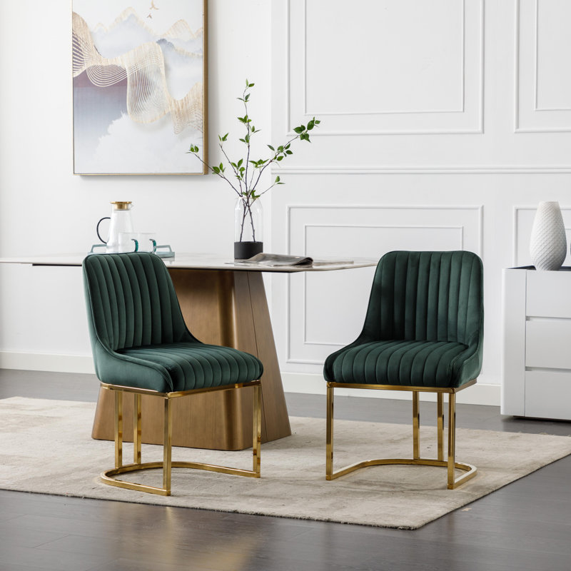 Modern Upholstered Velvet Dining Chairs Elegant Kitchen Chairs Accent chairs Sturdy Gold Metal Frame for Living Room Restaurant Cafe