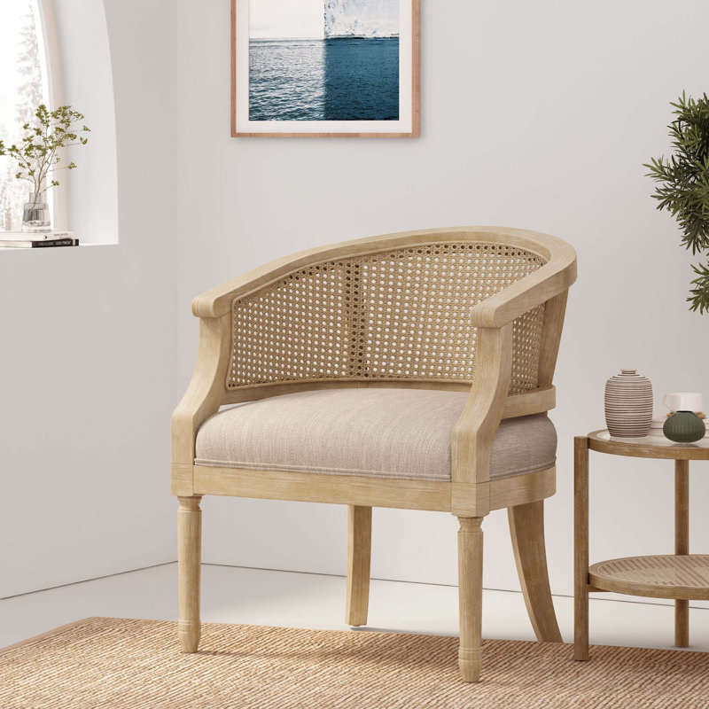 Chaise d'appoint en bois d'hévéa, Beige
