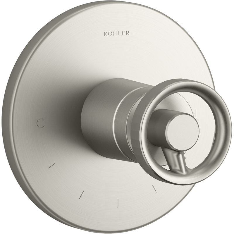 Garniture de soupape thermostatique avec poignée industrielle Composants ™, Nickel brossé éclatant