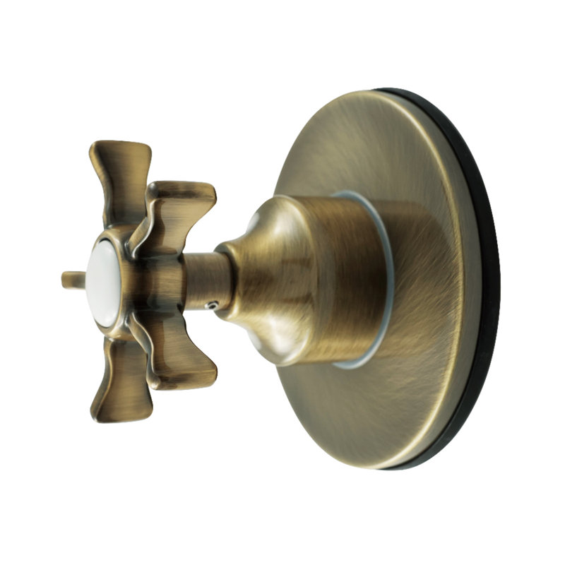 Kingston Brass Hamilton Single-Handle Six-Way Diverter Valve With Round Trim Kit, Antique Brass