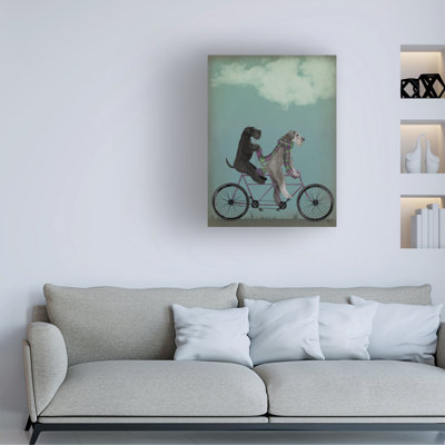 Art mural sur toile tendue - «Schnauzer Tandem» Fab Funky pour décoration de salon, de chambre à coucher ou de bureau - 35 x 47