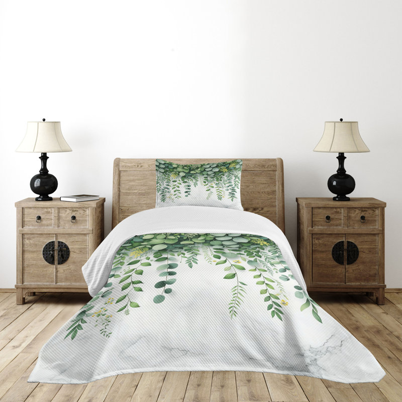 Polyester Floral Coverlet, Twin Coverlet / Bedspread + 1 Standard Sham