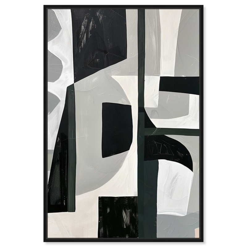Art mural abstrait Mid-Century par Art Remedy, Cadre noir, H 16 po x l 11 po