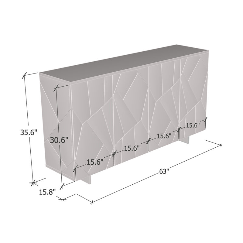 Bloxson 63" Sideboard with High Gloss Finish
