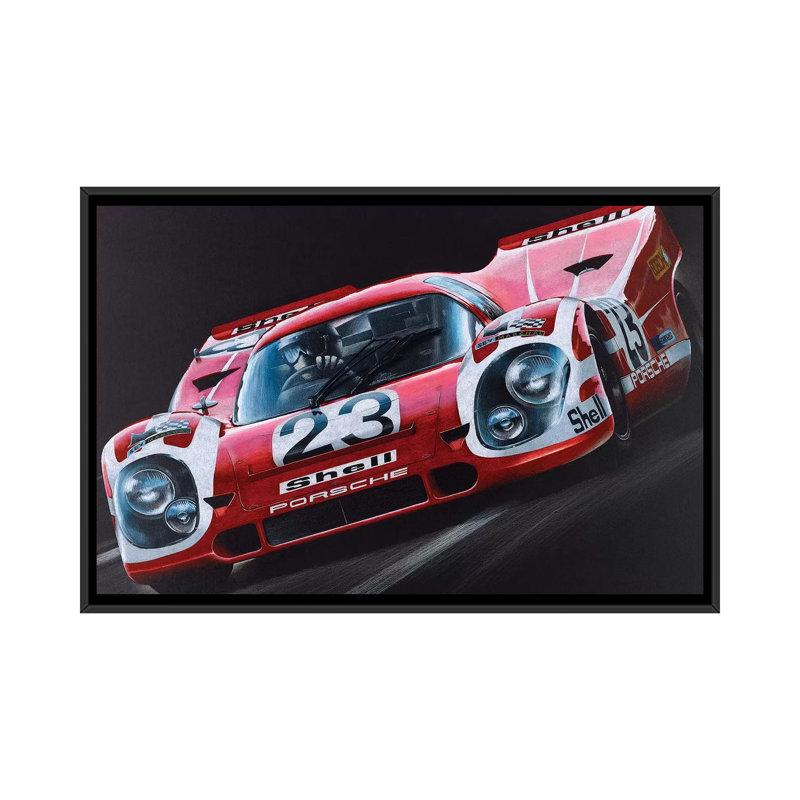 « porsche 917 », impression sur toile, H 18 po x l 26 po x P 1,5 po, Toile avec cadre noir, Pas de tapis
