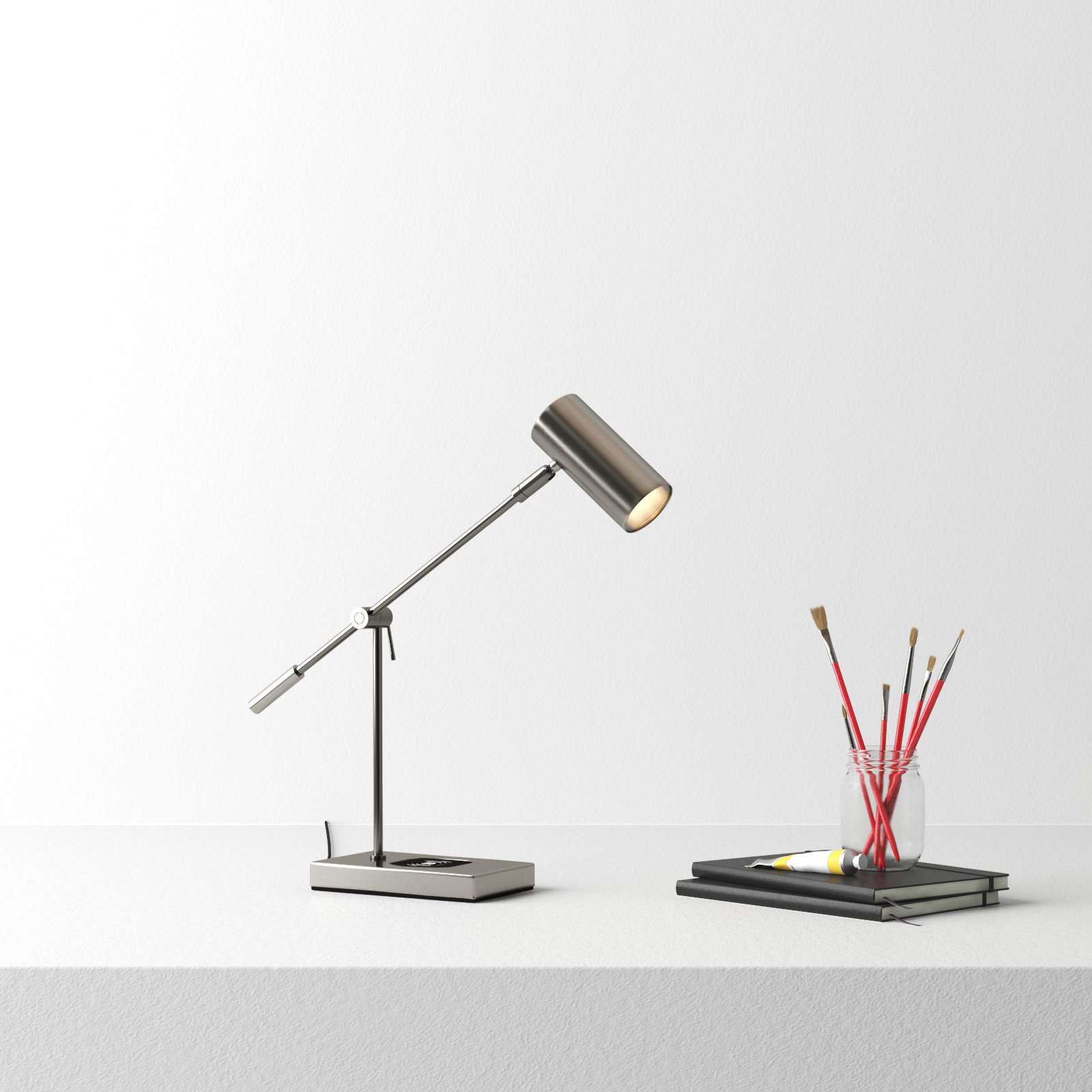 Flemings Desk Lamp, Brushed Steel