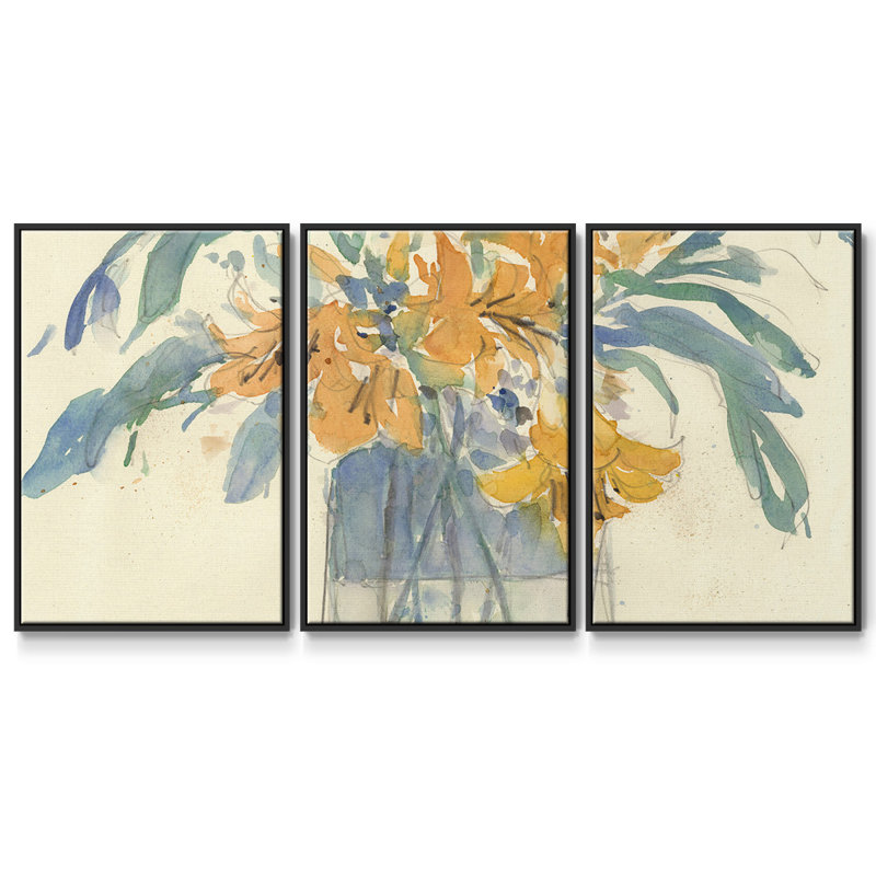Day Lily Moment I - Toile encadrée à pièces multiples, Noir, H 36 po x l 75 po x P 2 po