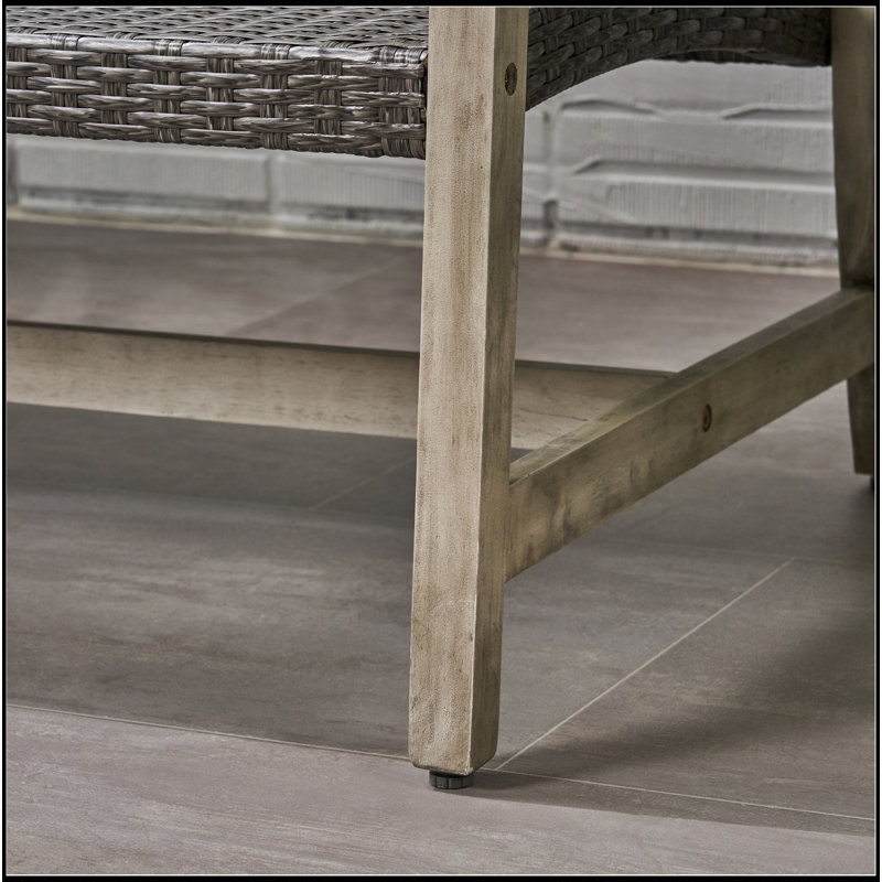 Causeuse d'extérieur en bois d'acacia, ensemble de conversation pour meubles de patio, Gris