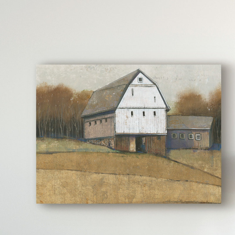 « white grange view ii », peinture sur toile tendue, H 14 po x l 19 po x P 2 po