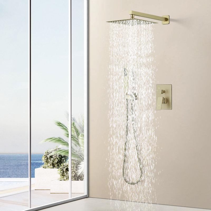 Topcraft 10-Inch Square Rainfall Shower System with Handheld Showerhead