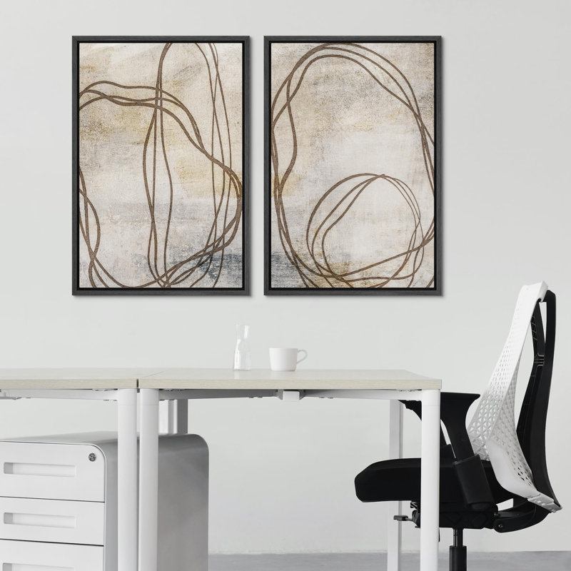 Aquarelle, anneaux géométriques pastel, art moderne, décoration murale Calm Relax, impression sur toile encadrée 2 pièces