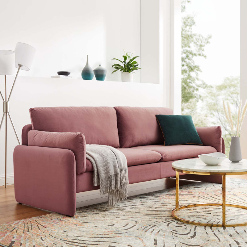 Autumn 81'' Velvet Sofa, Dusty Rose Velvet