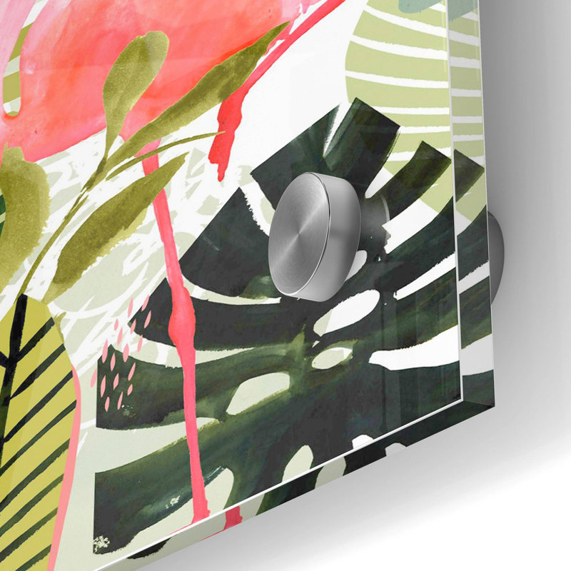 «Flamingo Forest I» par Victoria Borges, art mural en verre acrylique, H 36 po x l 24 po x P 0,2 po
