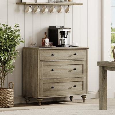 Commode pour chambre de bébé avec 3 tiroirs Ariv Farmhouse, gris délavé