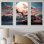 «Pink Cherry Blossom Twilight», art mural paysage romantique au Japon