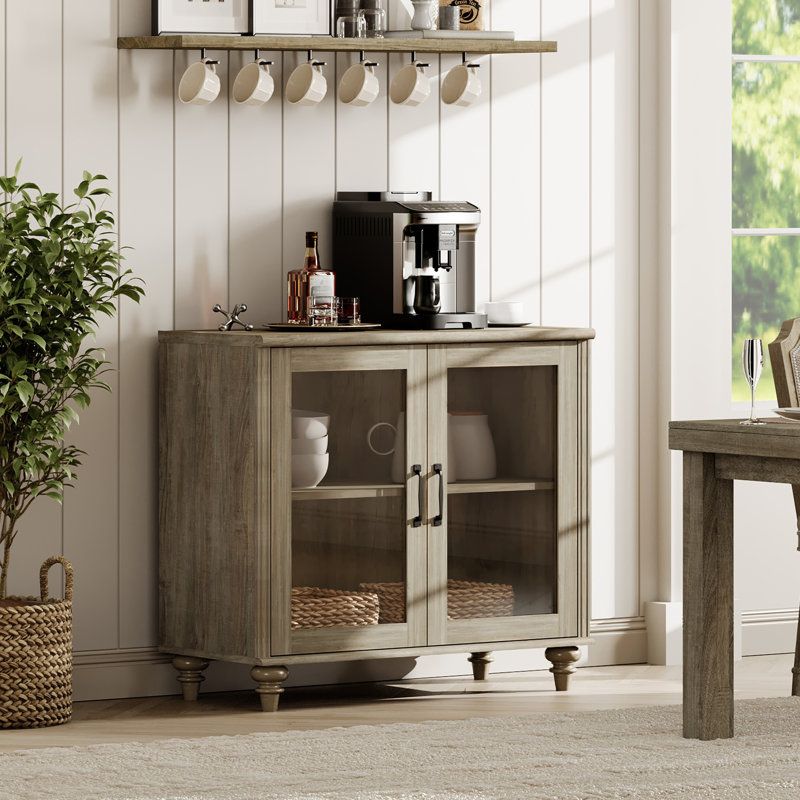 Buffet Corretta, Porte vitrée, Gris délavé
