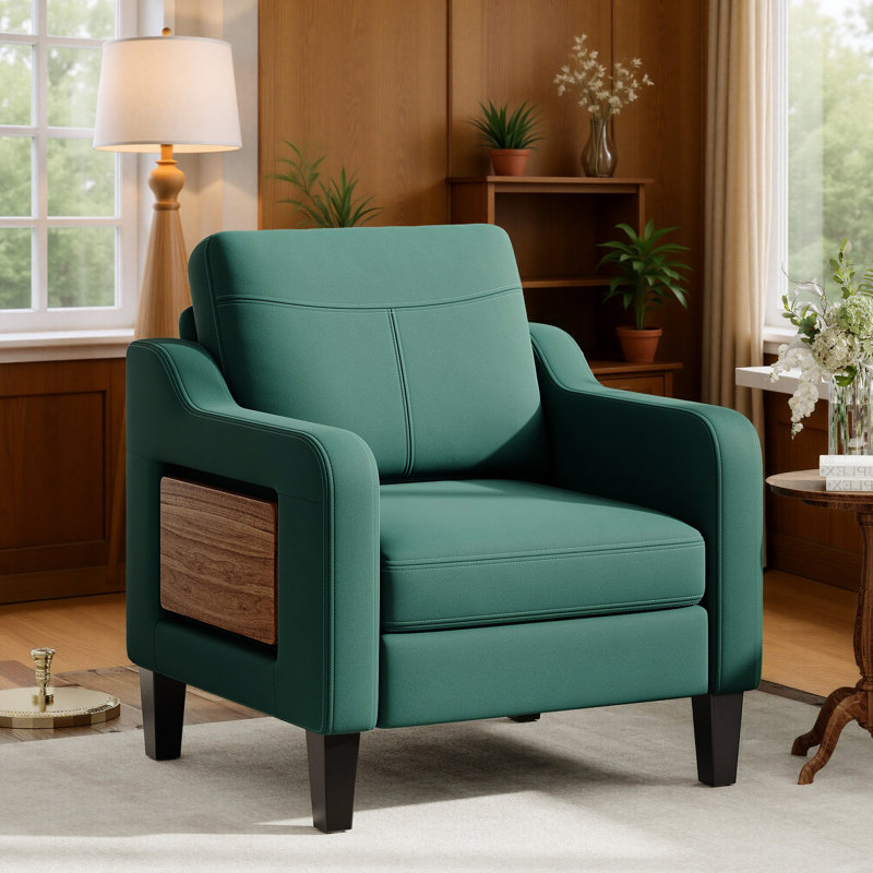 Fauteuil d'appoint rembourré en tissu de qualité supérieure 29,9 po de largeur Mid-Century, Vert