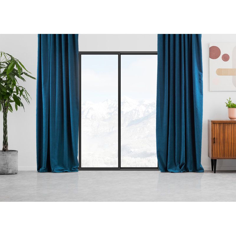 Room Darkening Single Curtain Panel, Blue, 130cm Width x 225cm Drop