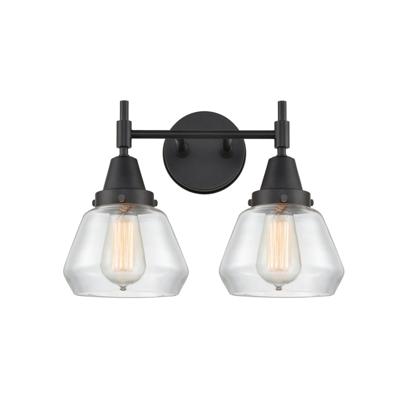 Éclairage pour meuble-lavabo à 2 lumières à intensité variable Gayle, Noir mat, Ampoule DEL rétro 4 watts, Transparent