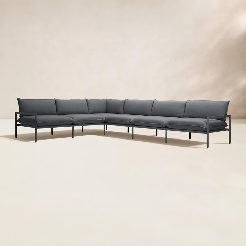 Terra 136'' Wide Reversible Powder Coated Aluminum Patio Sectional with Sunbrella® Cushions, Charcoal