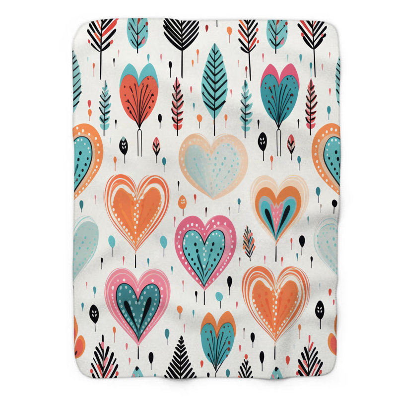 Heart Delight - couverture en sherpa de qualité supérieure 1 pièce, Lit simple