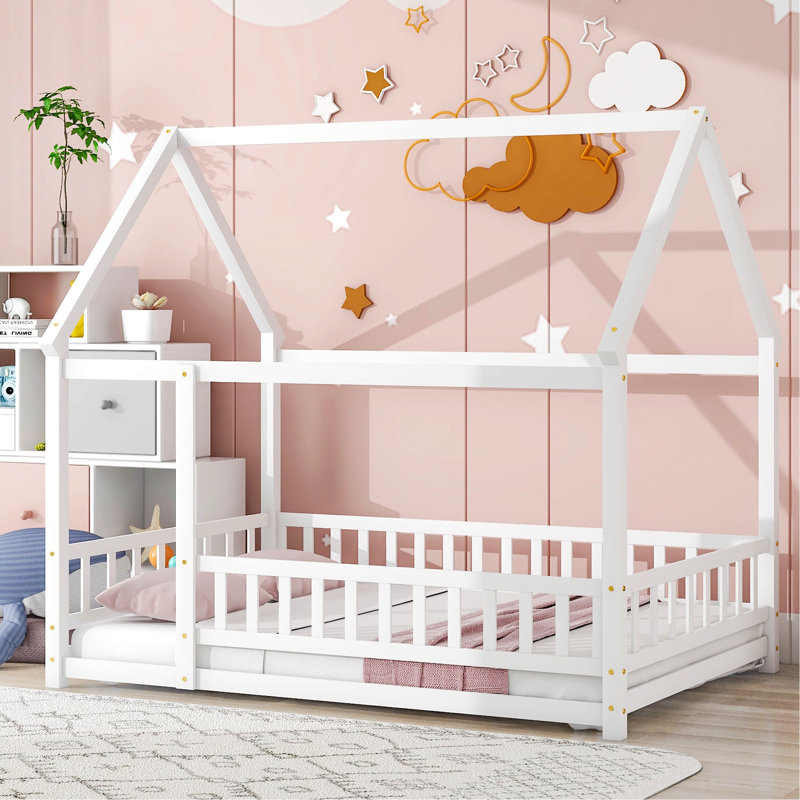 Lit plateforme Bayze, Blanc, Double