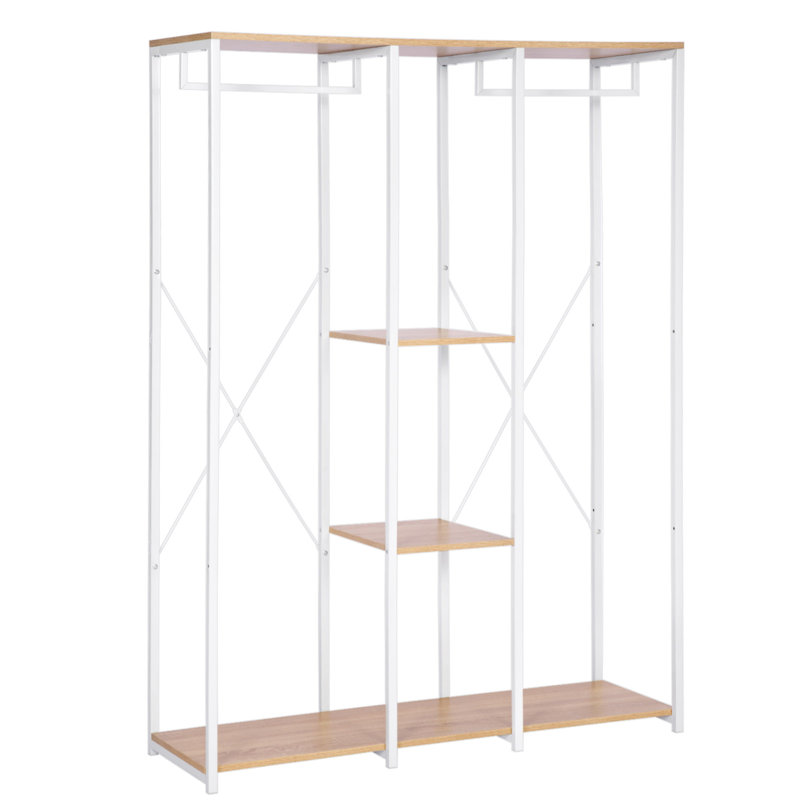 Maier 120cm Clothing Rack, White/Light Oak