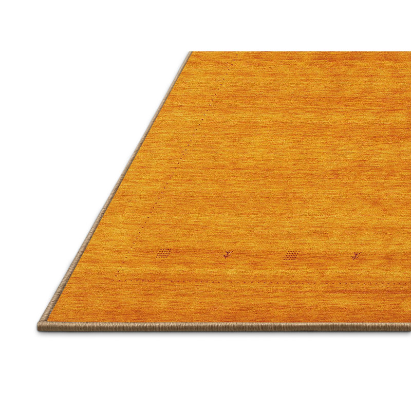 Tapis de zone jaune contemporaine, Rectangle 5 pi x 7 pi