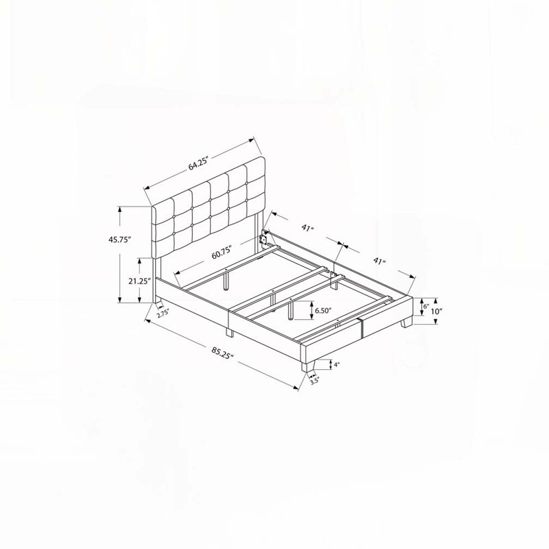 Lit plateforme tapissier en similicuir, Grand lit